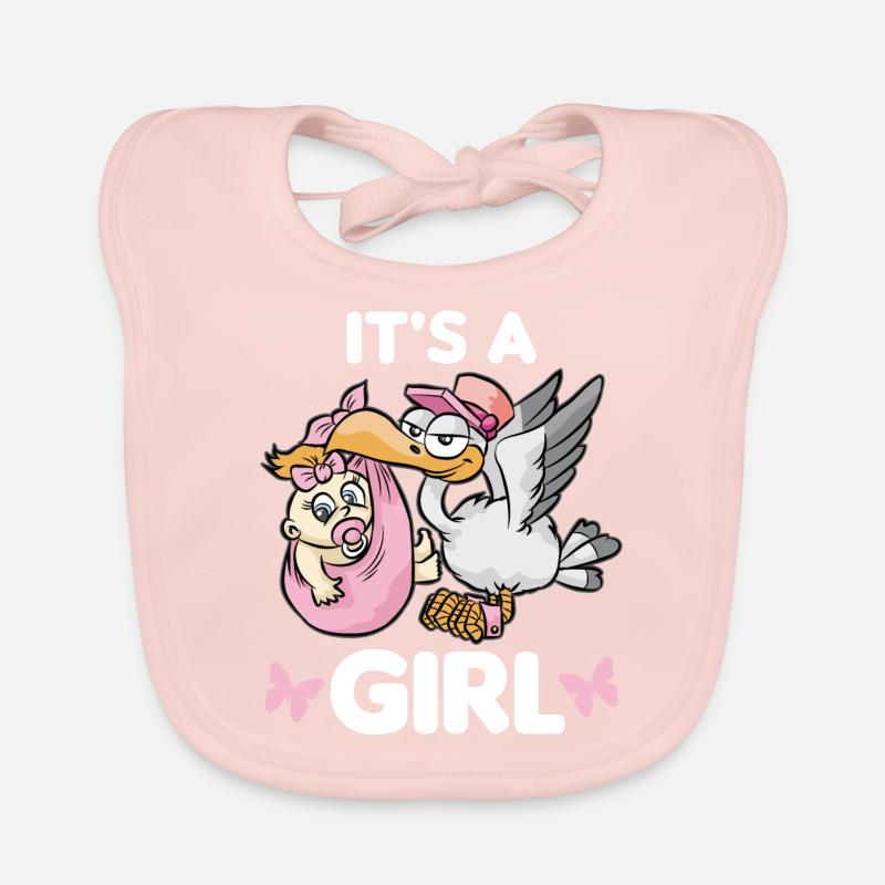 Mädchen Tochter Klapperstorch Schwangerschaft pink Baby Bio-Lätzchen
