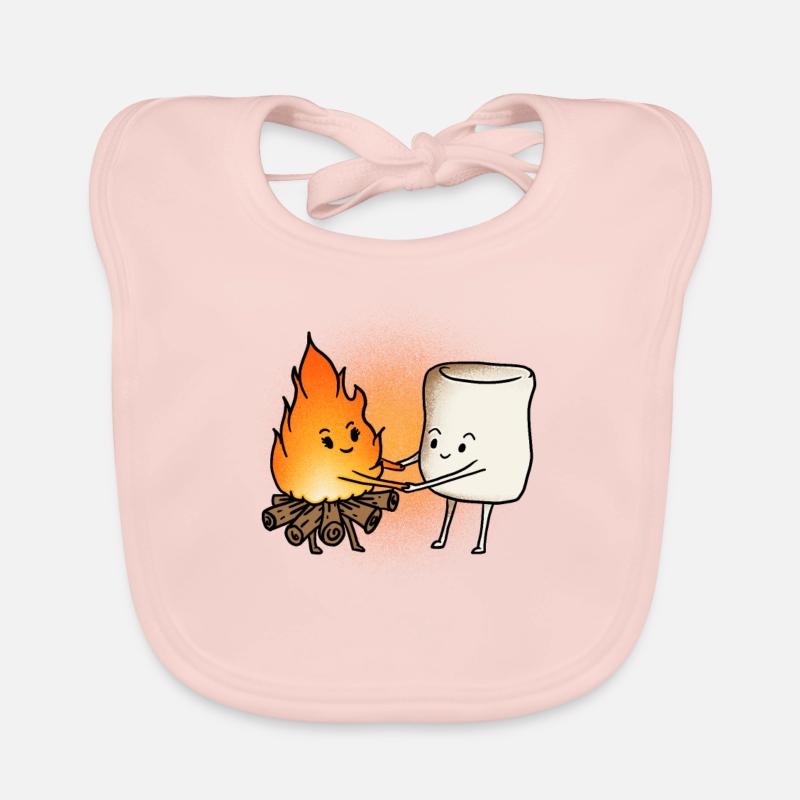 Marshmallow Man and Fire Camping Gift Organic Baby Bibs