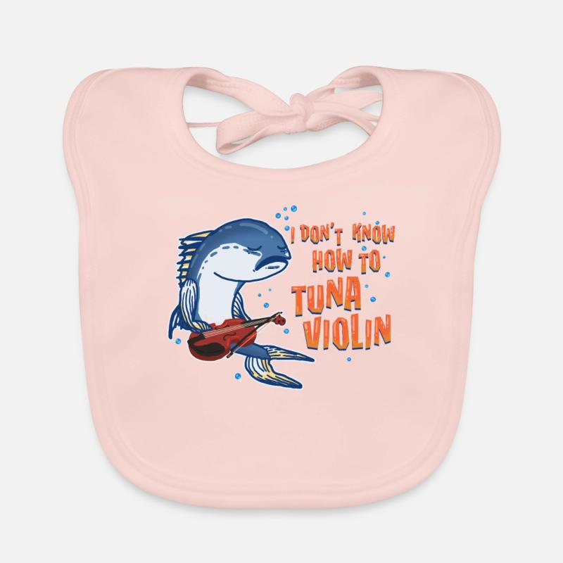 Thon violon violon jeu de mots drôle Cadeau - Bavoir bio Bébé - rose