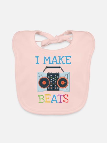Lustiges DJ Produzent Beat Macher Geschenk Party - Baby Bio-Lätzchen - Rose - Vorne