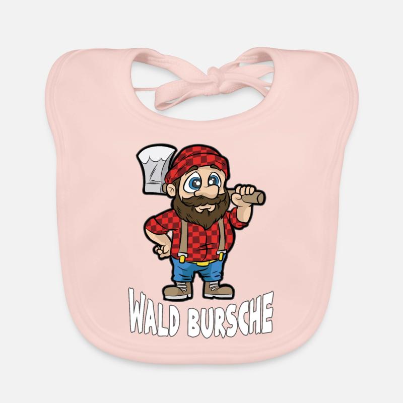 WALD BURSCHE Forestier forestier forestier bûcheron Dessin animé - Bavoir bio Bébé - rose