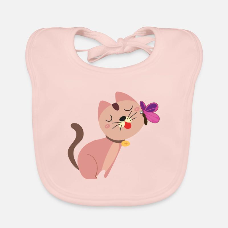 süße Katze mit Schmetterling Baby Bio-Lätzchen