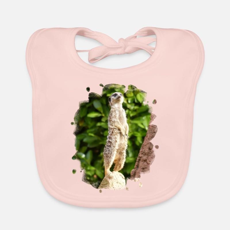 Ein Erdmännchen passt auf. Baby Bio-Lätzchen