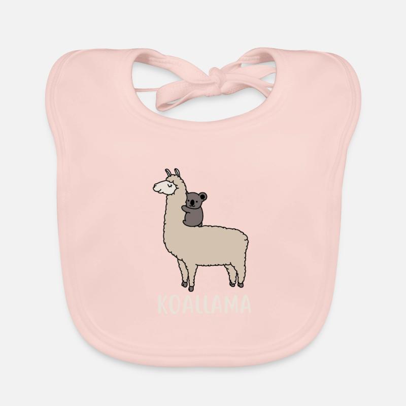 Cadeau drôle d'alpaga Koallama Lama Koala - Bavoir bio Bébé - rose