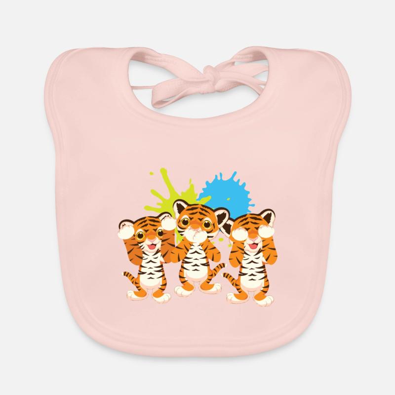 tigre - Bavoir bio Bébé - rose
