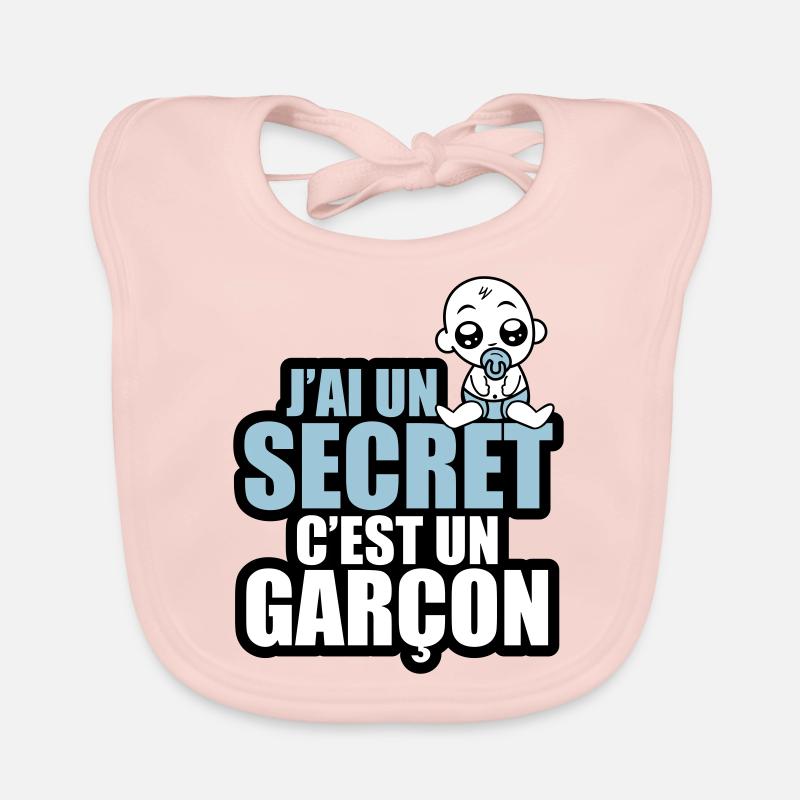 j'ai un secret c'est un garçon - Bavoir bio Bébé - rose