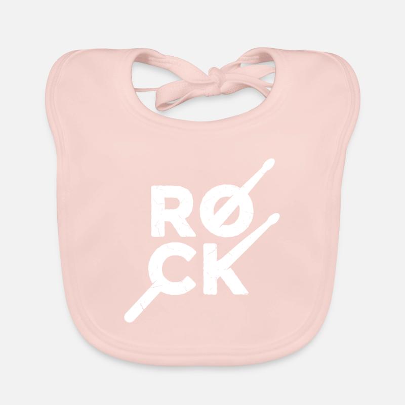 Rock text with drumsticks Organic Baby Bibs