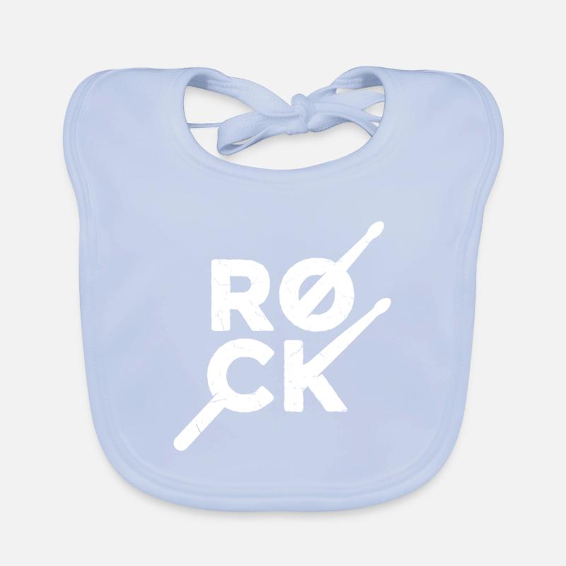 Rock text with drumsticks Organic Baby Bibs