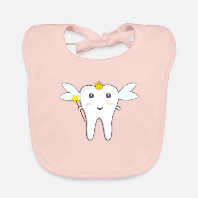 petite fée des dents Conception mignonne d'enfants et de bébé - Bavoir bio Bébé - rose