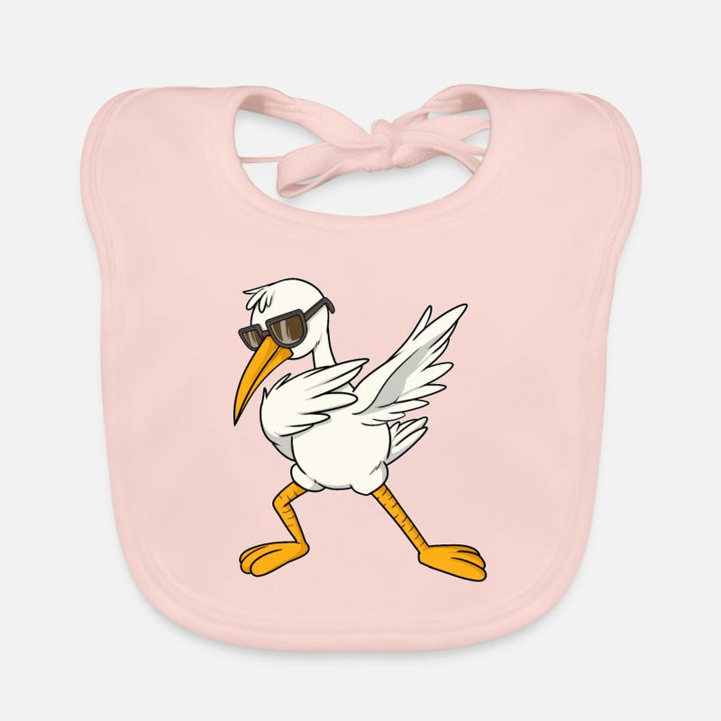 Cool stork dab bird dance float dance step Organic Baby Bibs