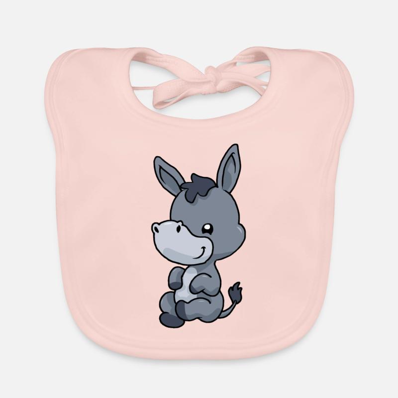 Kleiner Comic Esel - Baby Bio-Lätzchen - Rose