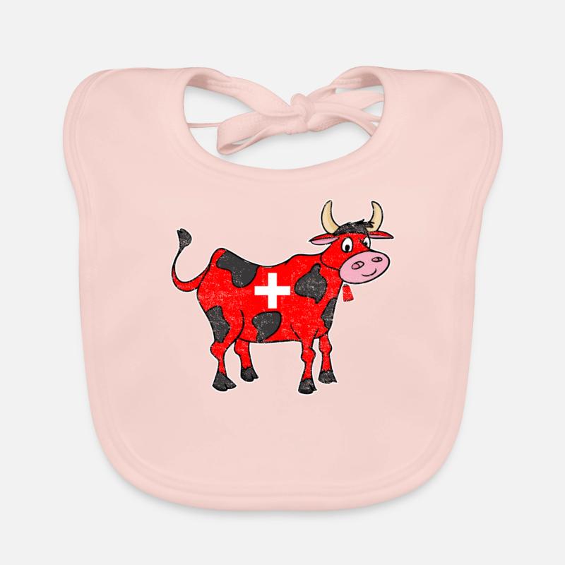 Schweizer Kuh Kreuz süß Geschenk Baby Bio-Lätzchen