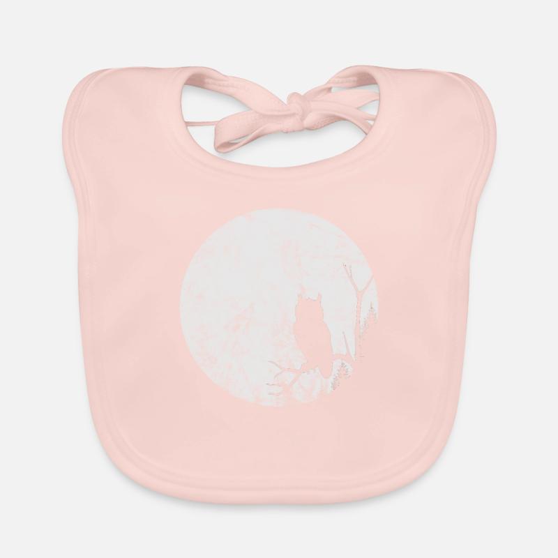 Mond mit Eule im Wald, Nacht, Halloween Geschenk Baby Bio-Lätzchen