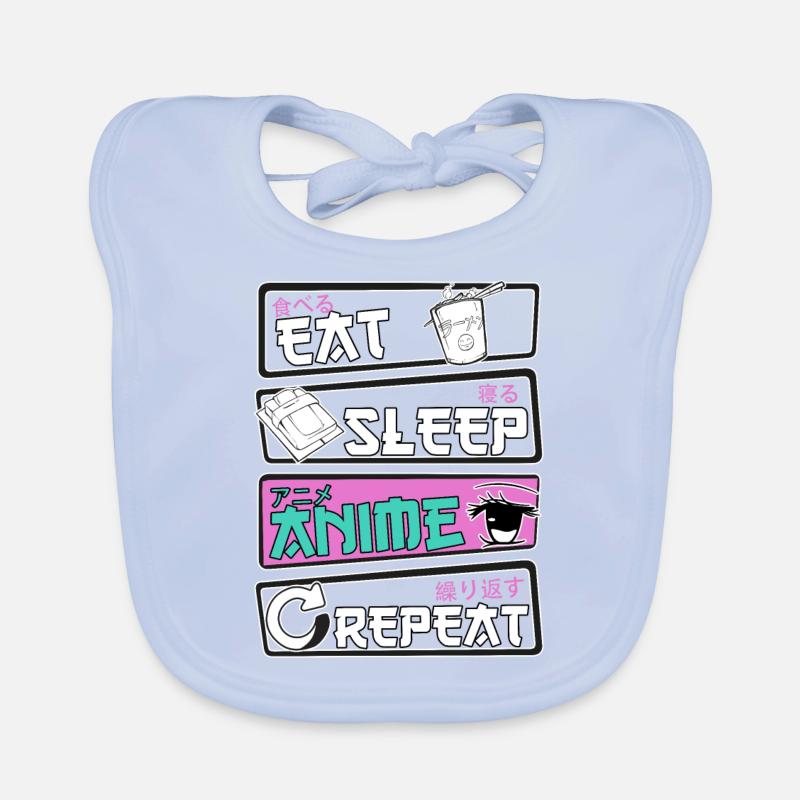 Eat Sleep Anime Repeat Bavoir bio Bébé