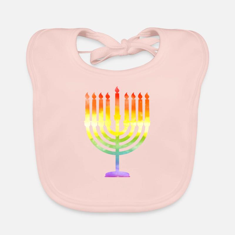 Belle Hanoukka Vintage Menorah, heureuse Bavoir bio Bébé