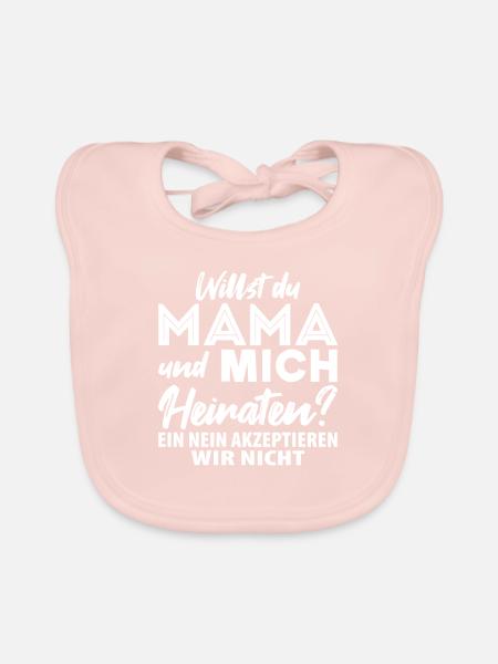 Heiratsantrag Marry Me Heitate mich - Baby Bio-Lätzchen - Rose - Vorne