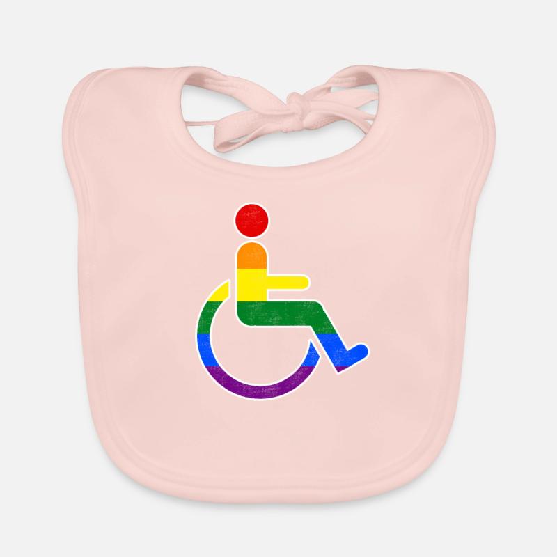 Lustiges Schwuler Rollstuhlfahrer Regenbogen Shirt Baby Bio-Lätzchen