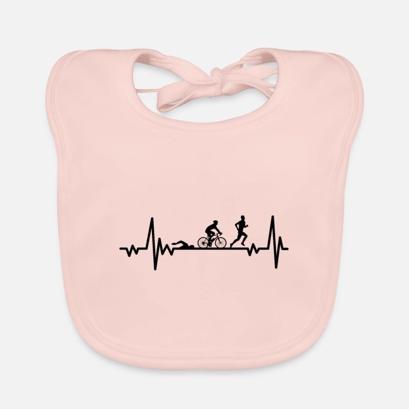 Battement de coeur de triathlon - Bavoir bio Bébé - rose