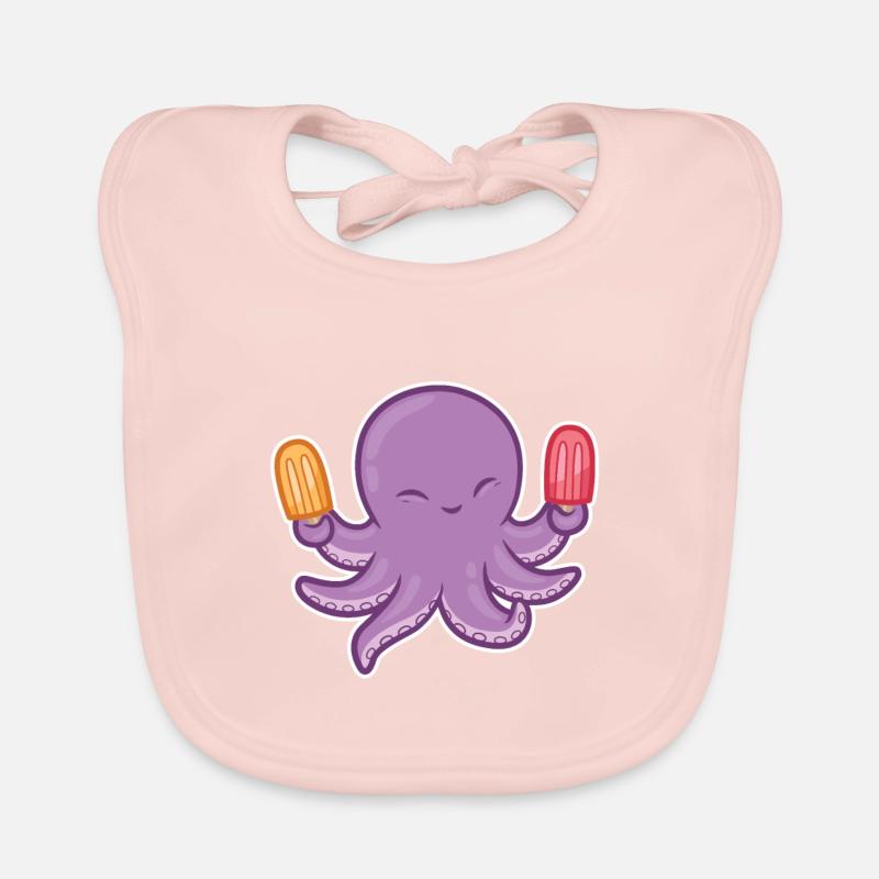 Octopus octopus octopus crème glacée nourriture crème glacée amour - Bavoir bio Bébé - rose