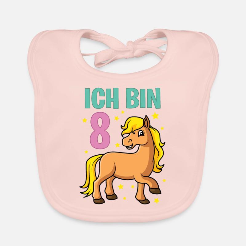 Kinder Geburtstagsshirt Pferd 8 Geburtstag Mädchen Baby Bio-Lätzchen