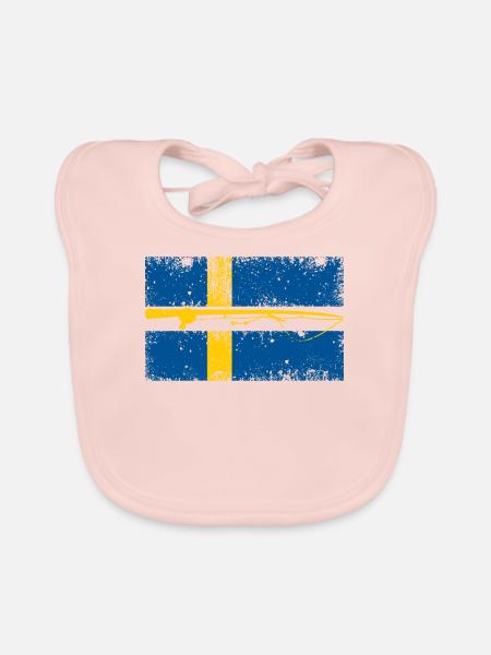 Schweden Flagge Fischer & Schwedisch Angler - Baby Bio-Lätzchen - Rose - Vorne
