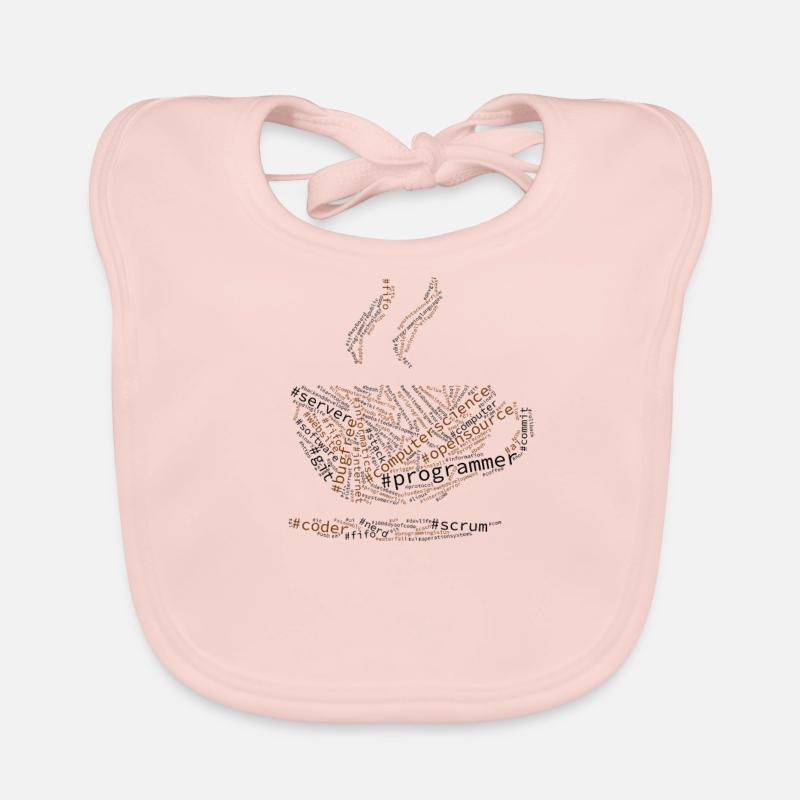 Hashtag Wordcloud Programmer, Coffee, Word Cloud Organic Baby Bibs