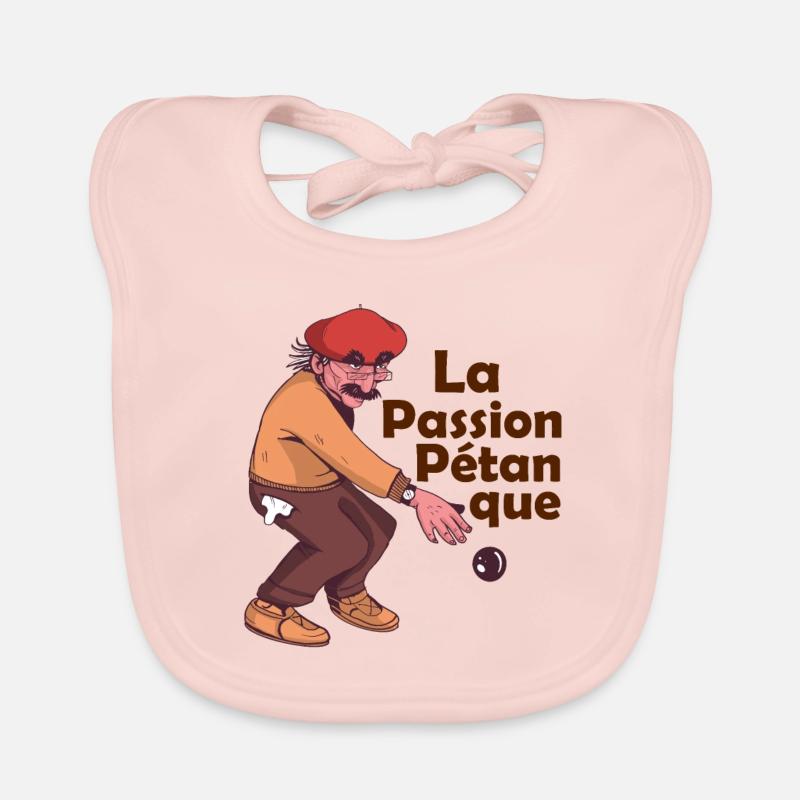 Français La Passion Pétanque Jeu de Pétanque Boule - Bavoir bio Bébé - rose