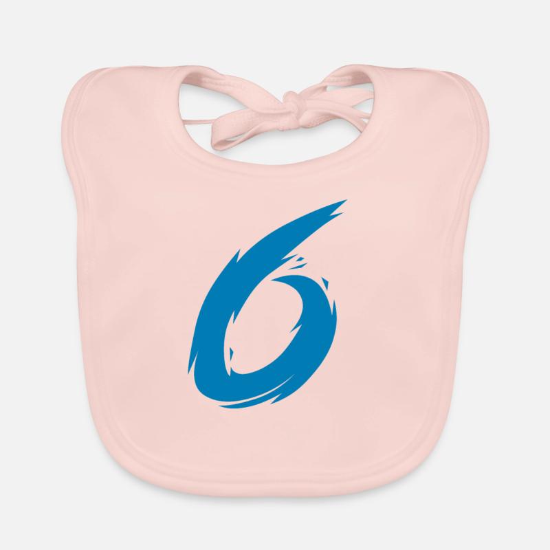 Zahl 6 - Baby Bio-Lätzchen - Rose