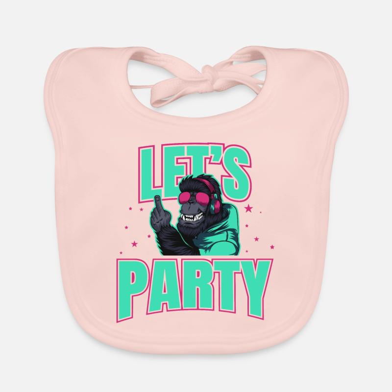 Let´s Party DJ Affe Feier Gorilla Geschenkidee Baby Bio-Lätzchen