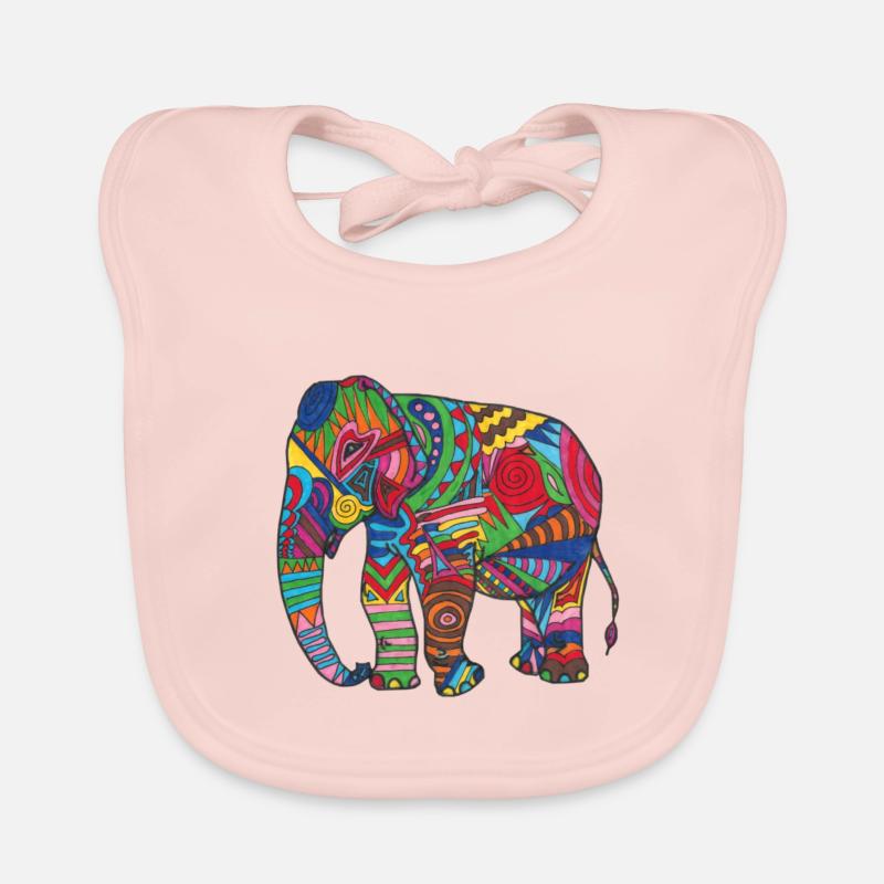 Colorful Elephant Organic Baby Bibs