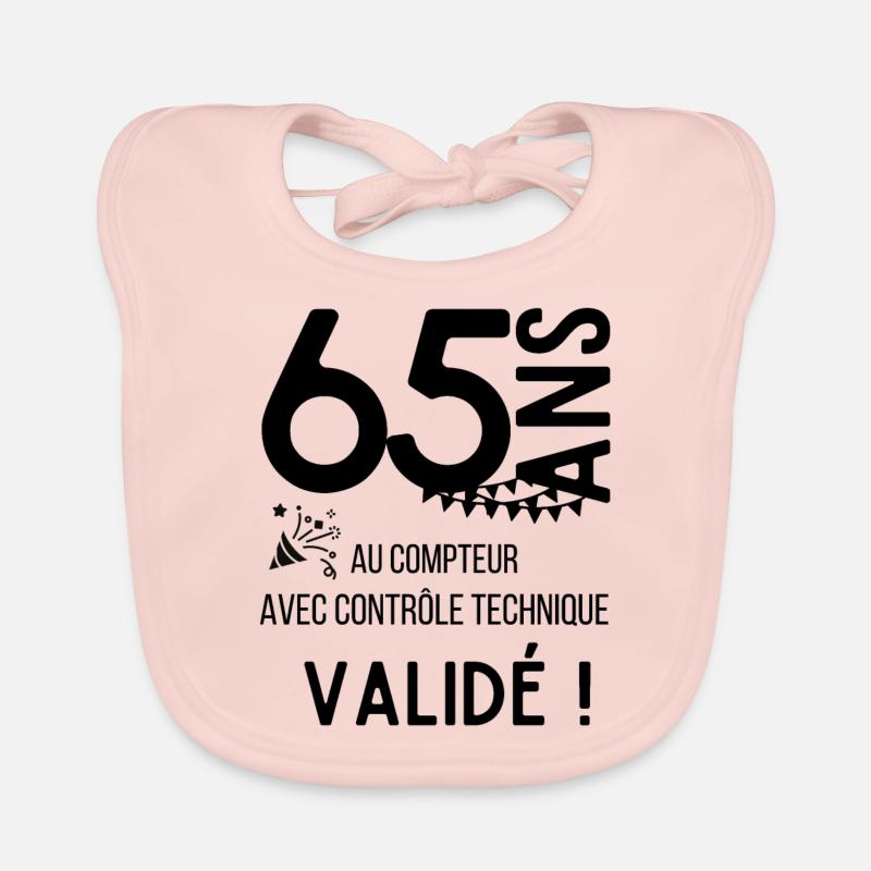 anniversaire 65 ans cadeau - Bavoir bio Bébé - rose
