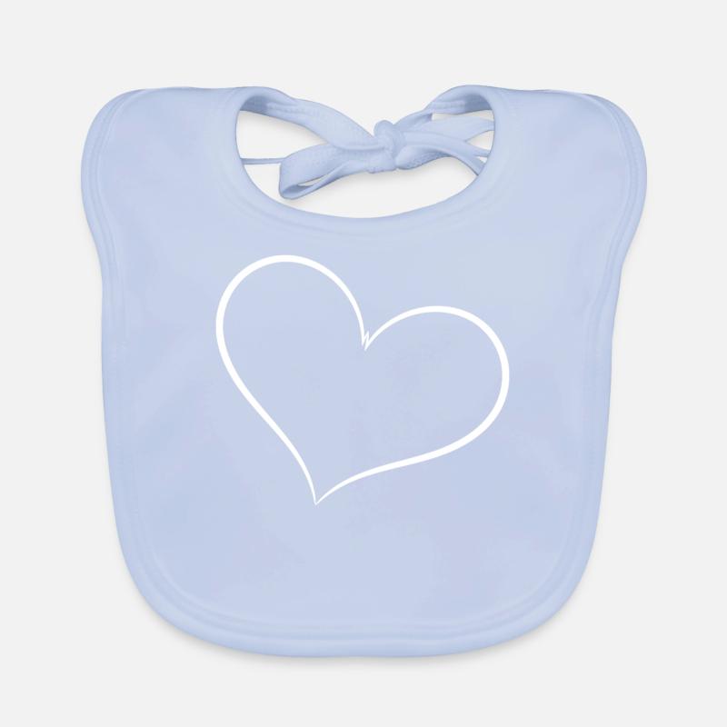 Simple Heart White Organic Baby Bibs
