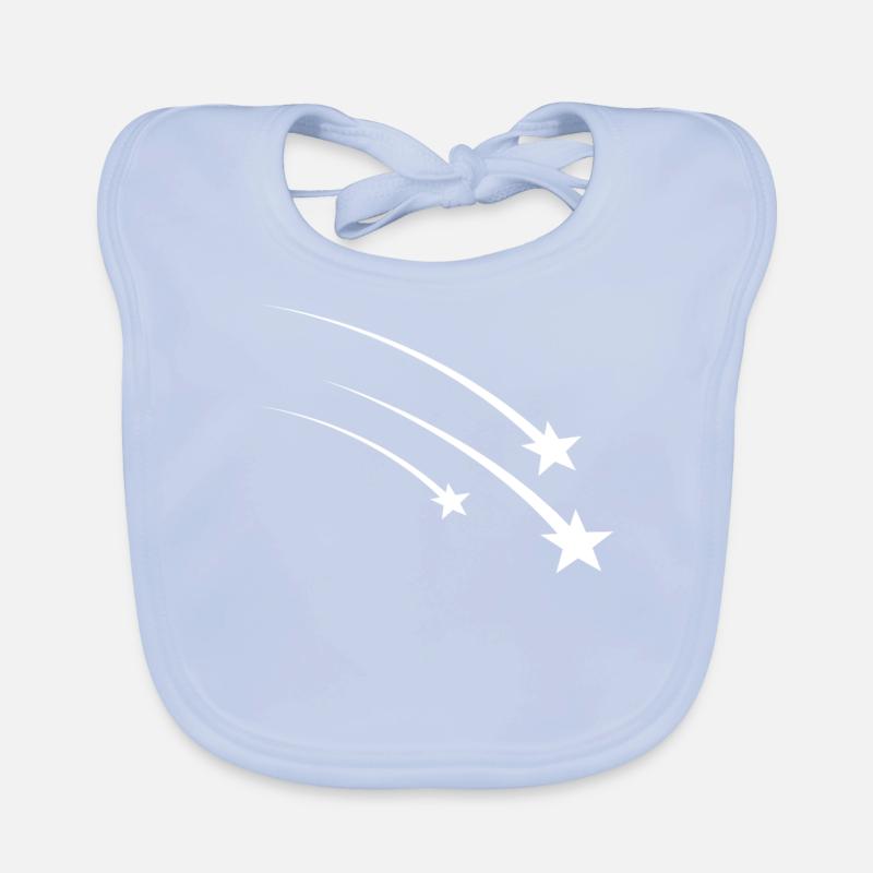 Three White Shooting Stars Organic Baby Bibs