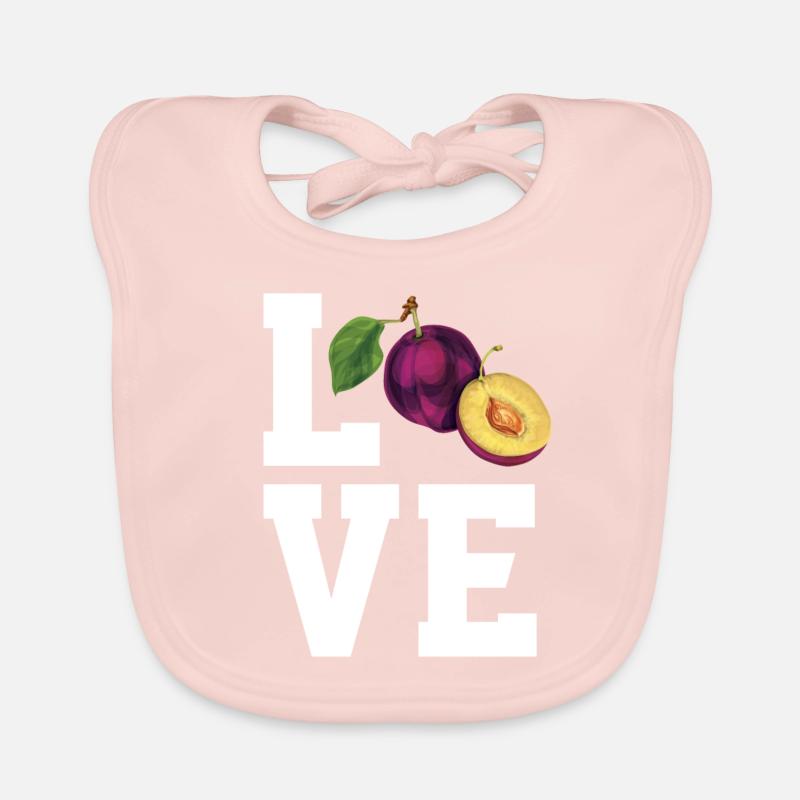 Liebe Pflaumen - Baby Bio-Lätzchen - Rose