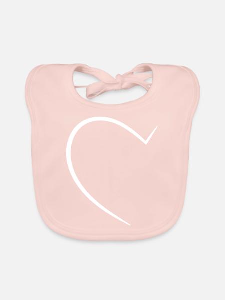 Demi-cœur blanc - Bavoir bio Bébé - rose - Devant
