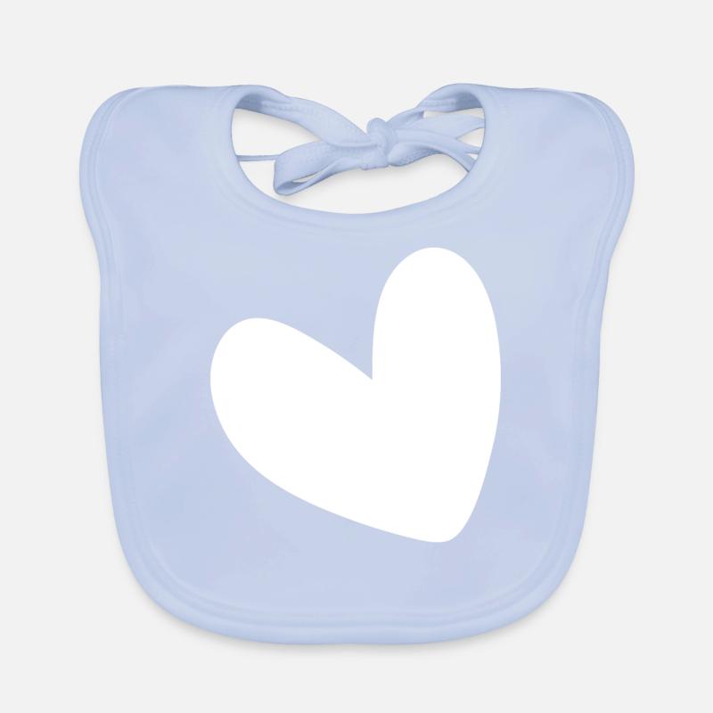 Cœur Blanc Simple Bavoir bio Bébé