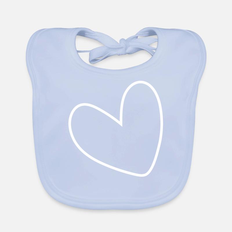 Simple White Heart Organic Baby Bibs