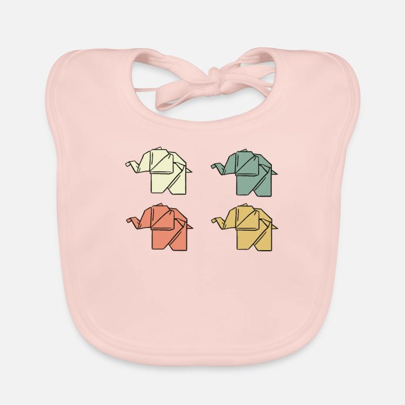 Éléphants d’origami - Bavoir bio Bébé - rose