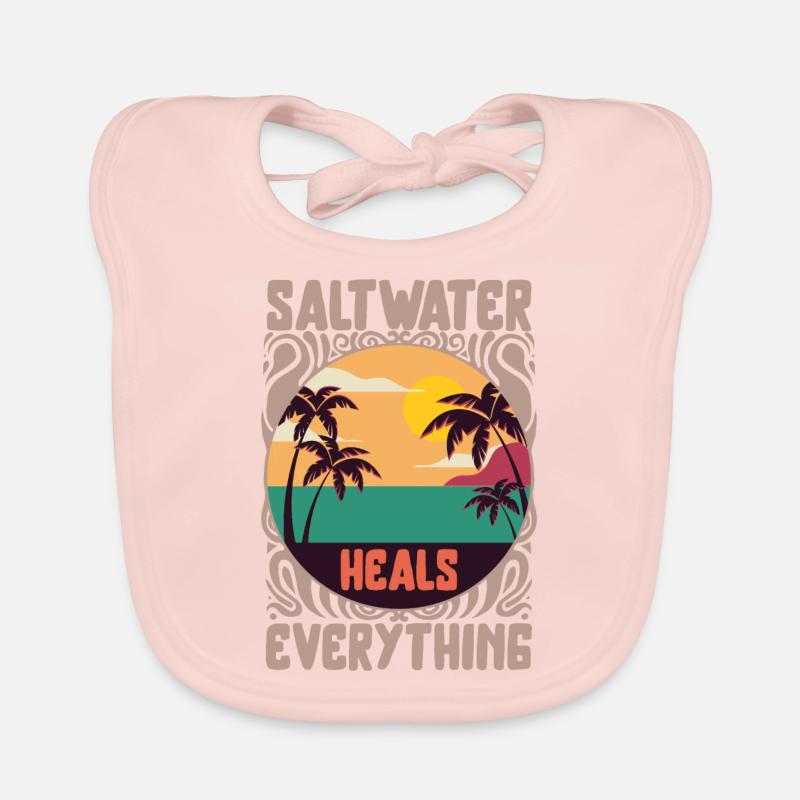 Beach Lover Shirt, Saltwater Heals Everything Organic Baby Bibs