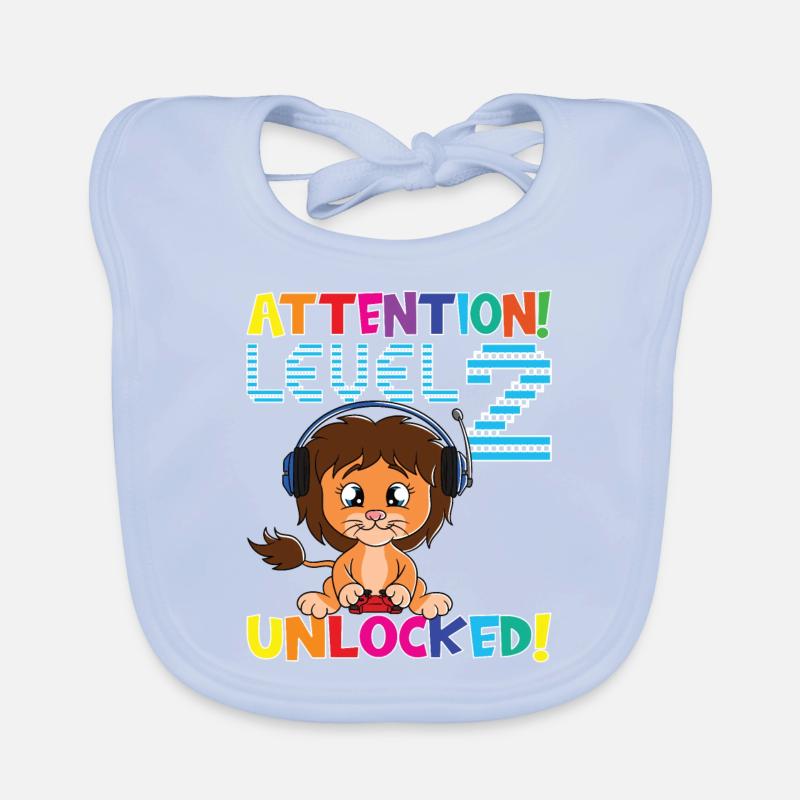 Attention Level 2 Unlocked Birthday Organic Baby Bibs