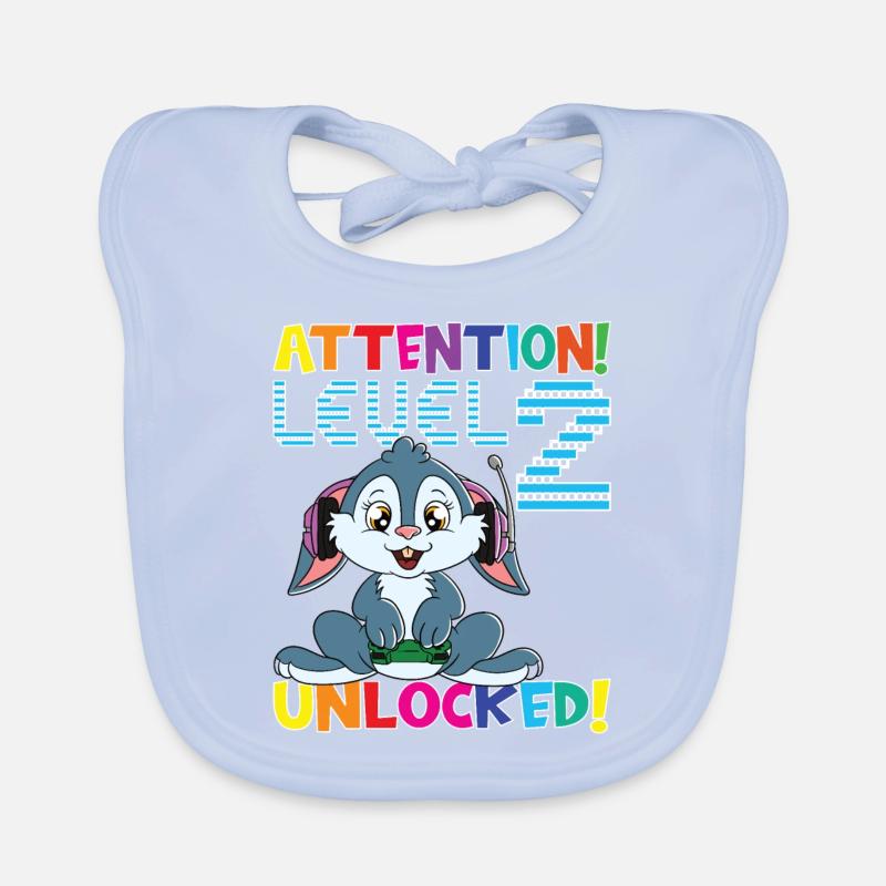 Attention Level 2 Unlocked Birthday Organic Baby Bibs