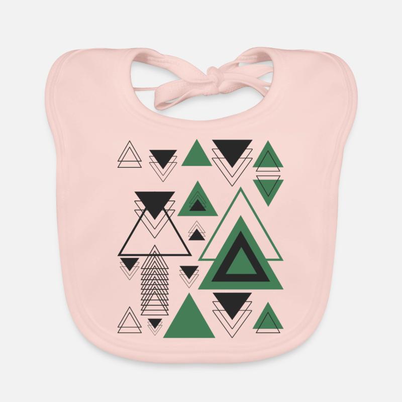 Triangles Géométrie Minimaliste Noir Vert Abstrait Bavoir bio Bébé