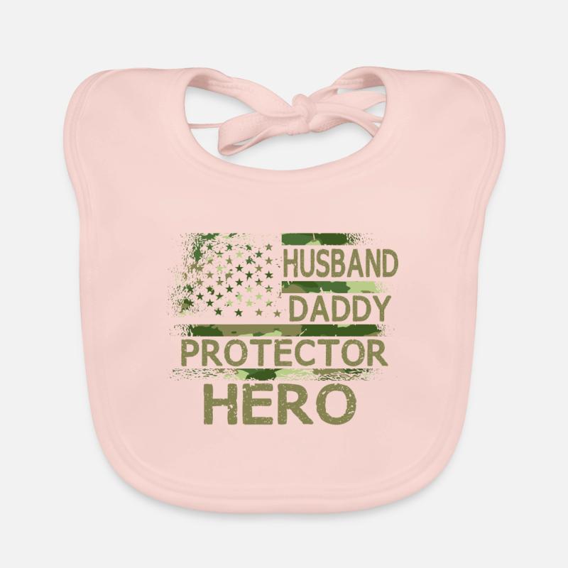 Husband Daddy Protector Hero Vathers Day Papa USA Organic Baby Bibs