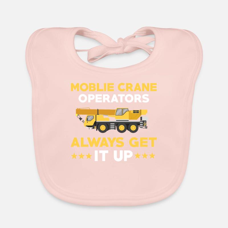 Funny mobile crane driver saying Organic Baby Bibs