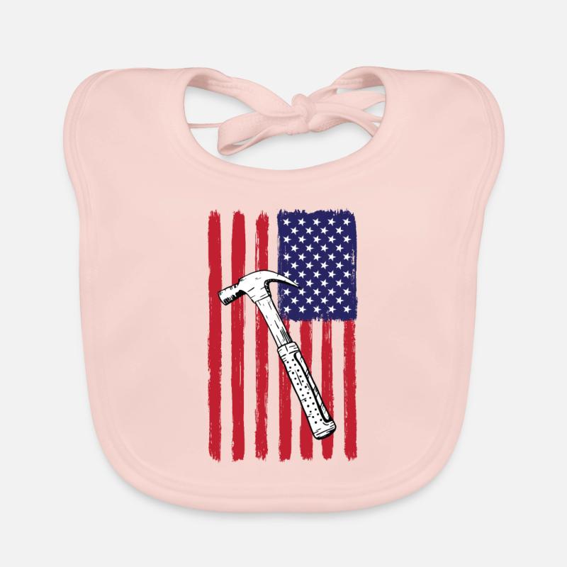 USA Flag Construction Workers Organic Baby Bibs
