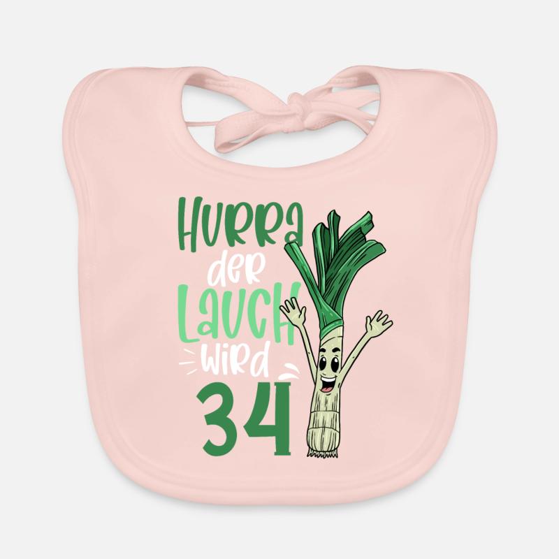 Hurra der Lauch wird 34 - Baby Bio-Lätzchen - Rose