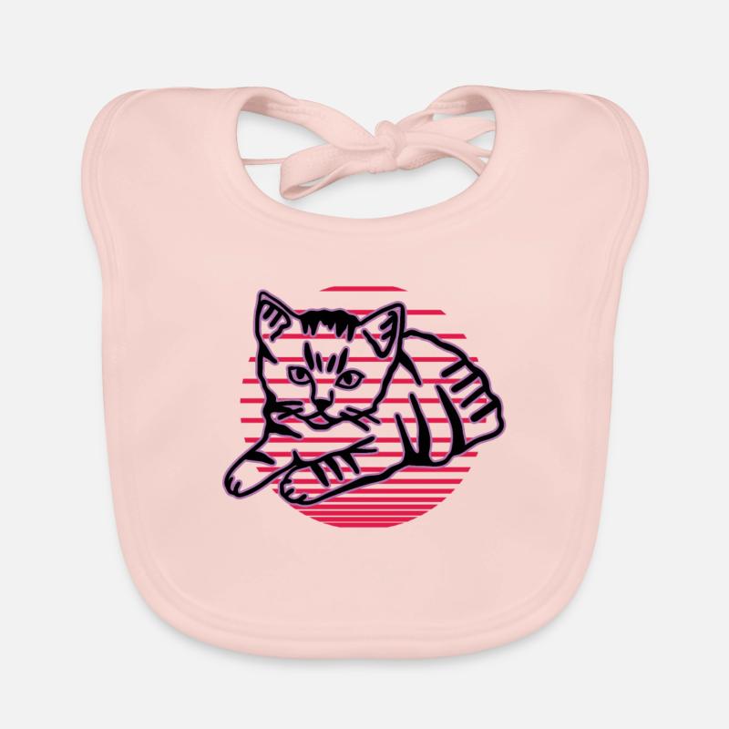 Chat graphique Retro Cat pour les propriétaires de chats Bavoir bio Bébé