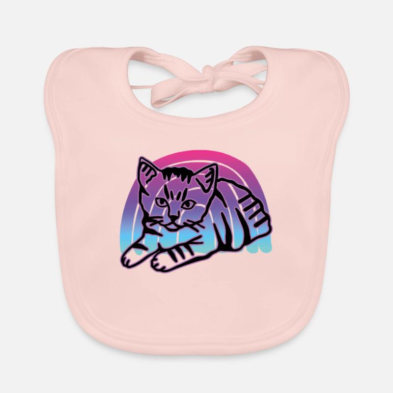 Chat graphique Retro Cat pour les propriétaires de chats Bavoir bio Bébé