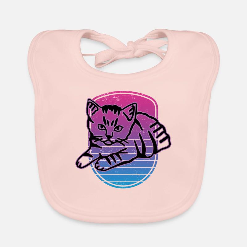 Chat graphique Retro Cat pour les propriétaires de chats Bavoir bio Bébé
