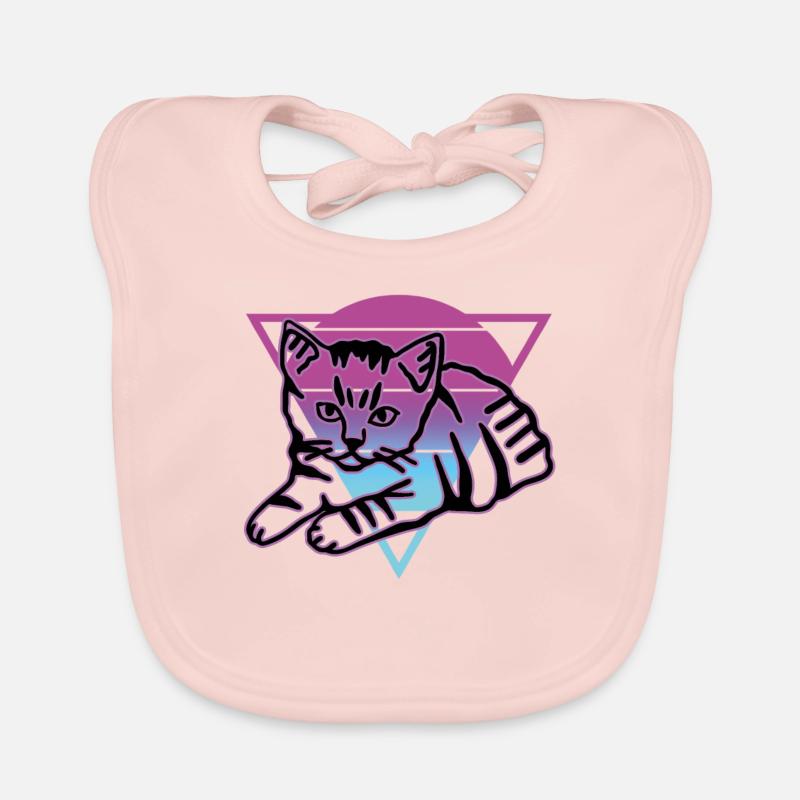 Chat graphique Retro Cat pour les propriétaires de chats Bavoir bio Bébé